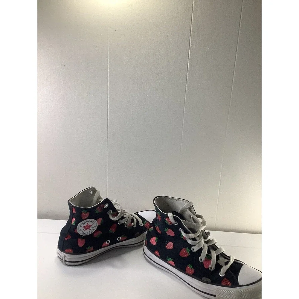 Girls Converse High Top Sneakers Black Strawberry Size 4 us No Box Whimsical